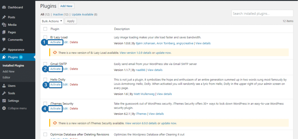 Disable WordPress plugins FTP